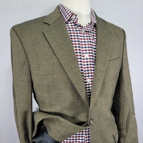 VTG JOS A‎ BANK Men's Sport Coat Blazer Two Button Brown Barley Corn Wool 38R